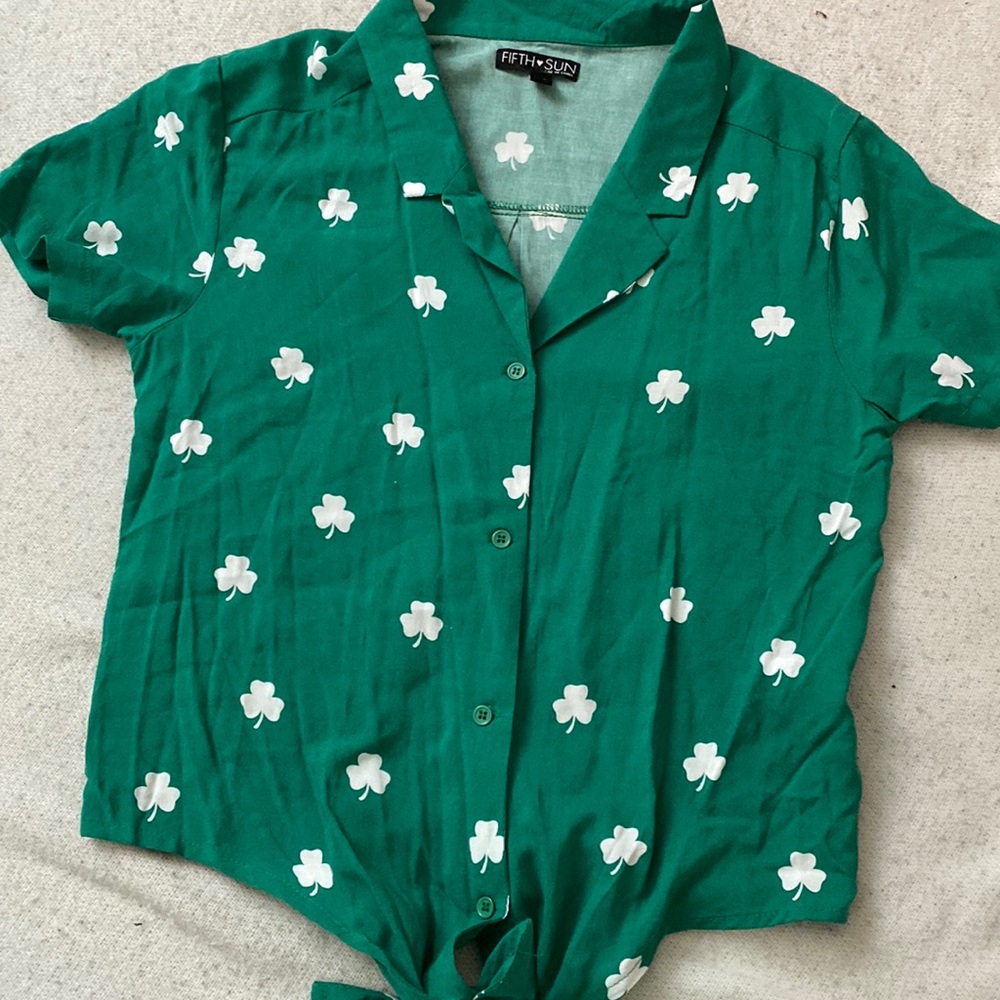 Cute shamrock tie blouse